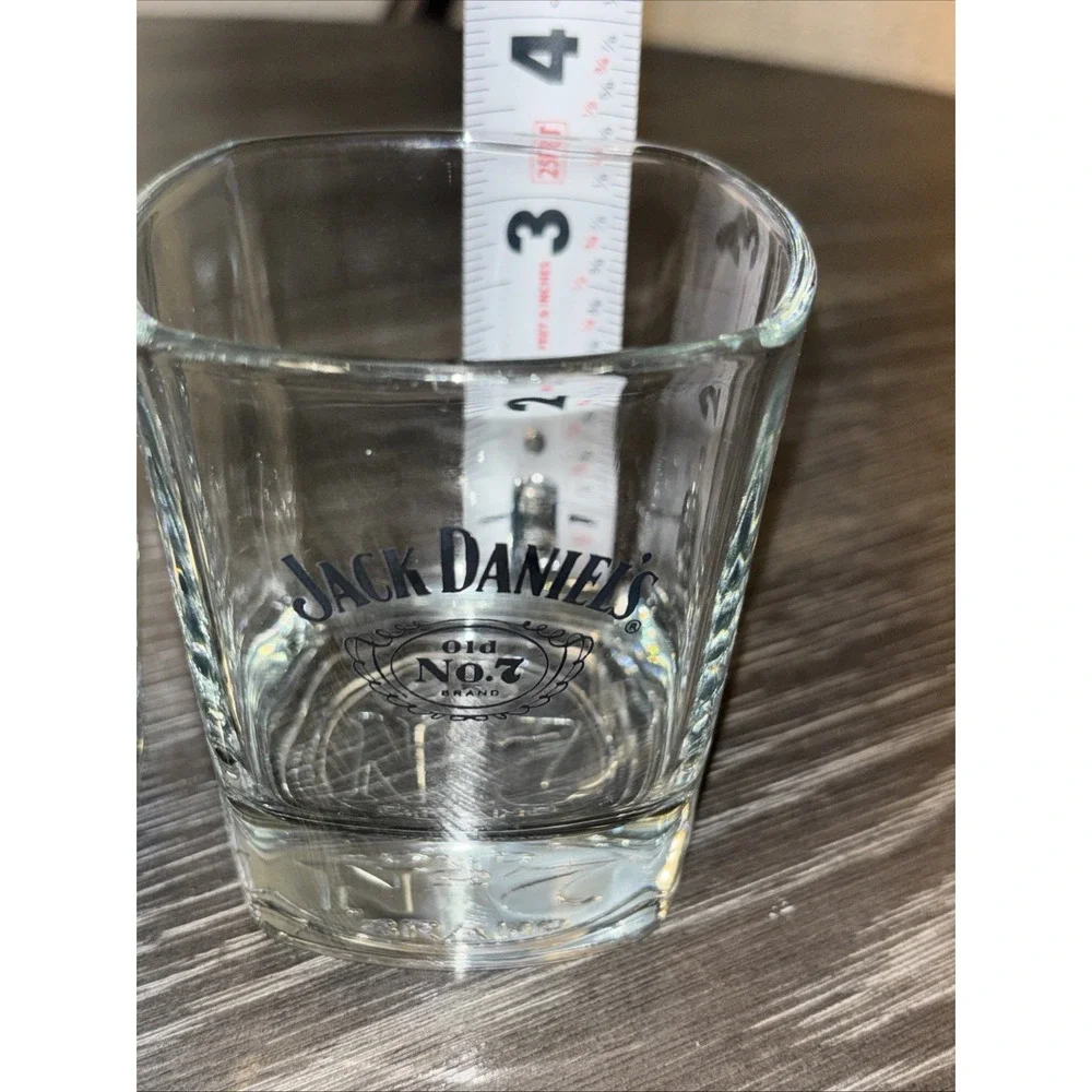 Vintage Jack Daniel's' Old No. 7 Whiskey Low Ball Glasses w/ Embossed Bottom Set